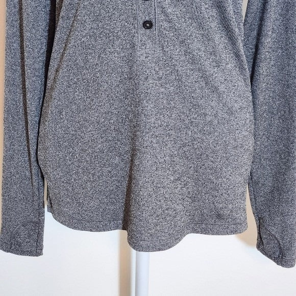 Athleta Gray Ribbed Knit V-Neck Women's Henley Top Size Small Gray Henley