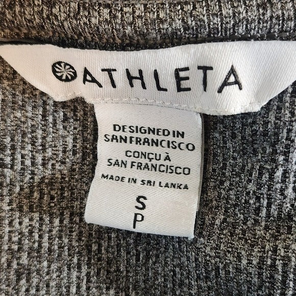 Athleta Gray Ribbed Knit V-Neck Women's Henley Top Size Small Gray Henley