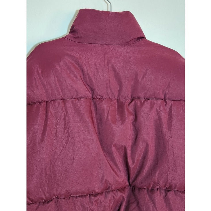 Flygo Womens Burgundy Cropped Puffer Jacket Size Large
