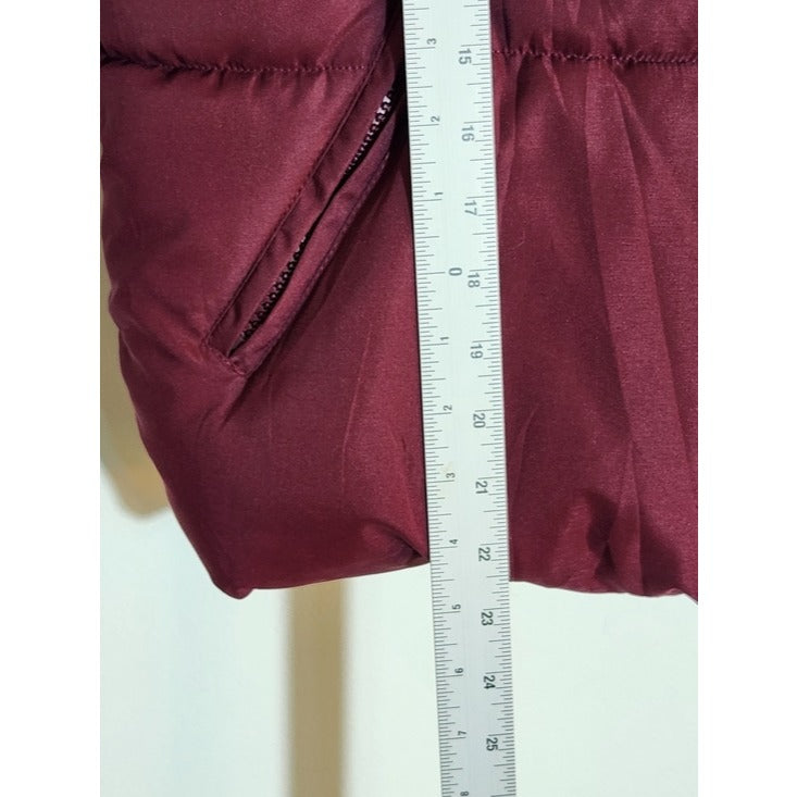 Flygo Womens Burgundy Cropped Puffer Jacket Size Large