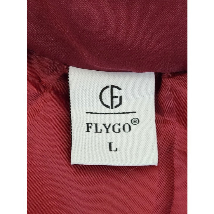 Flygo Womens Burgundy Cropped Puffer Jacket Size Large