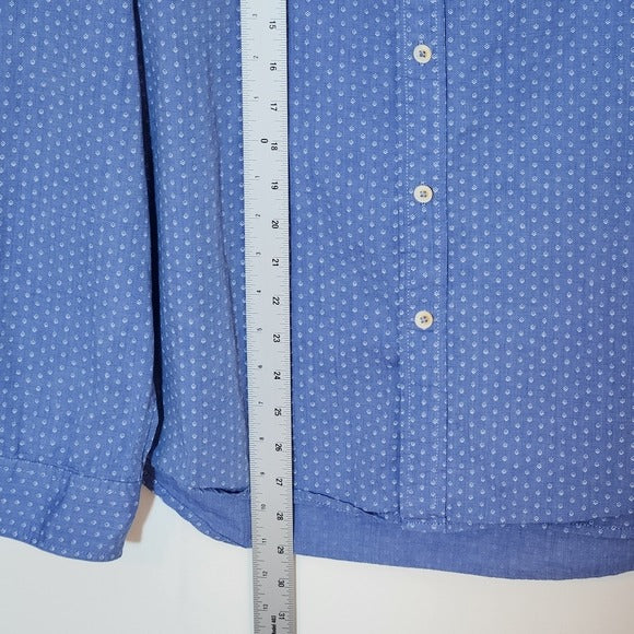 Indian Terrain Blue Mens Long Sleeve Dress Shirt with Diamond Pattern Size Large