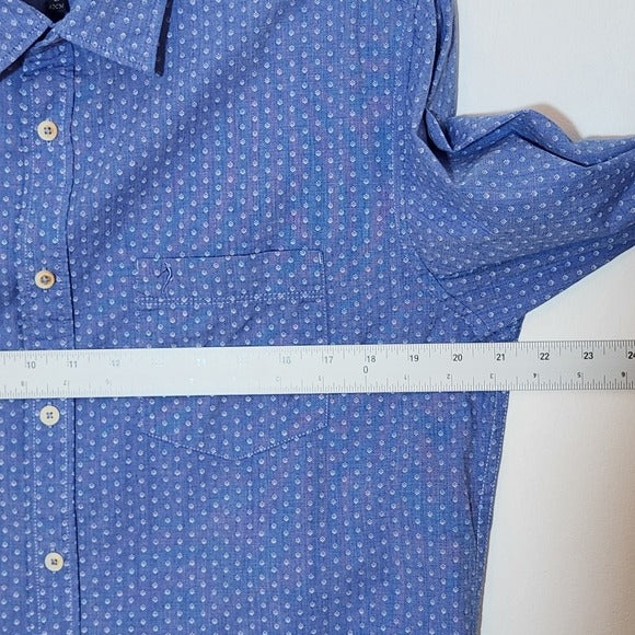 Indian Terrain Blue Mens Long Sleeve Dress Shirt with Diamond Pattern Size Large