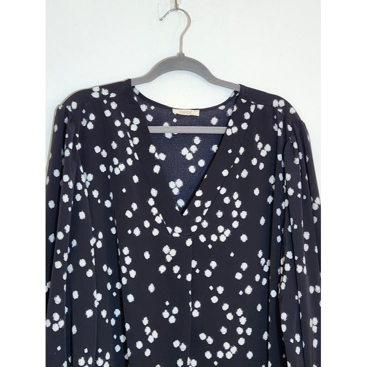 Oddy Black and White Dot Print Blouse Size with Full Sleeves 3XL