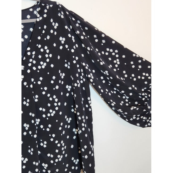Oddy Black and White Dot Print Blouse Size with Full Sleeves 3XL