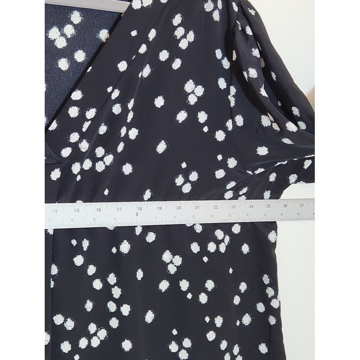 Oddy Black and White Dot Print Blouse Size with Full Sleeves 3XL