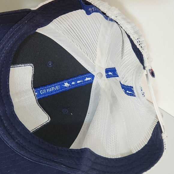 Guy Harvey Navy Trucker Hat Adjustable White Mesh Back