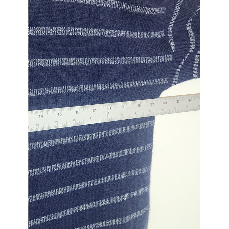 LOFT Navy Turtleneck Sweater with Metallic Silver Stripes Size Medium