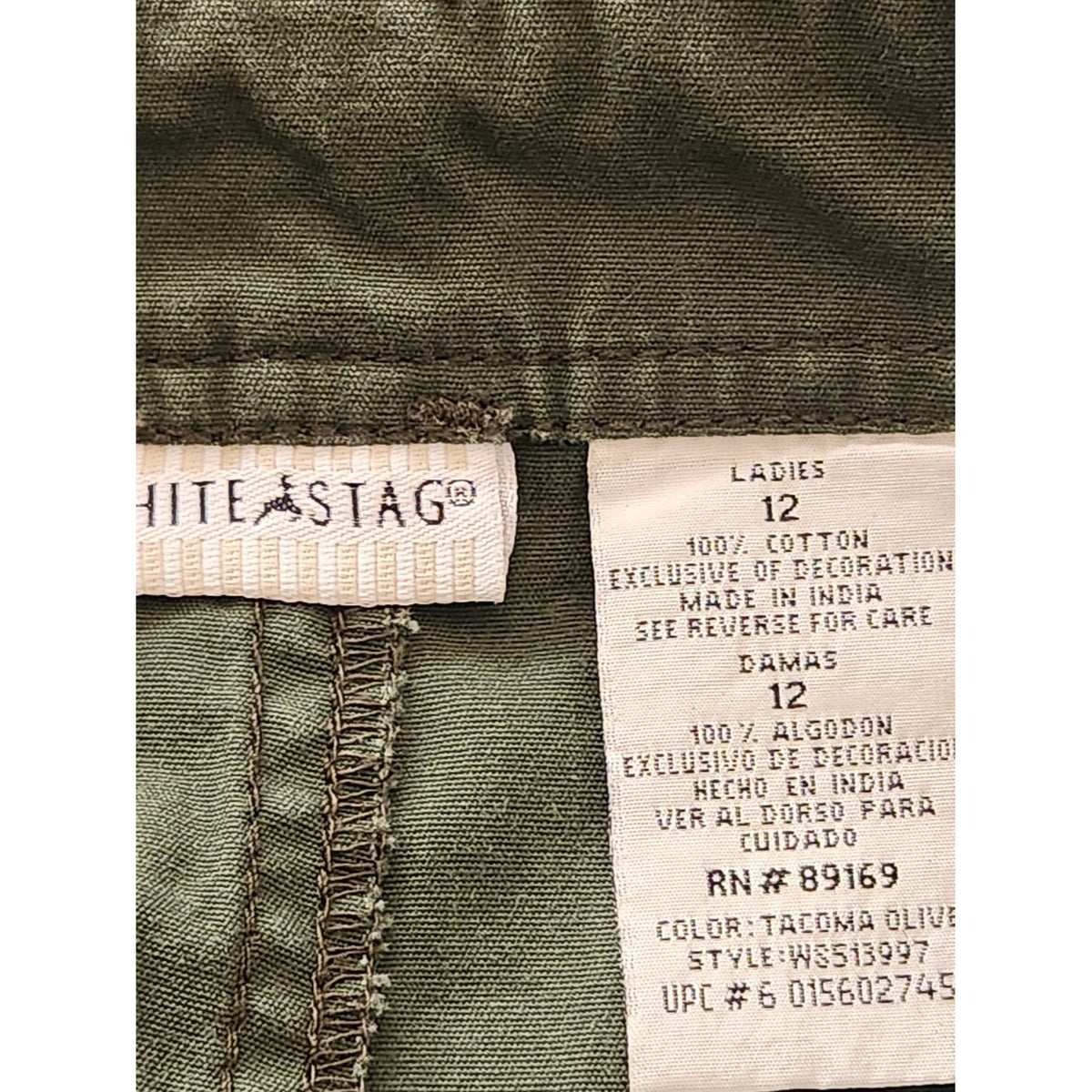 White Stag Green Cotton Cargo Utility Midi Skirt Size 12