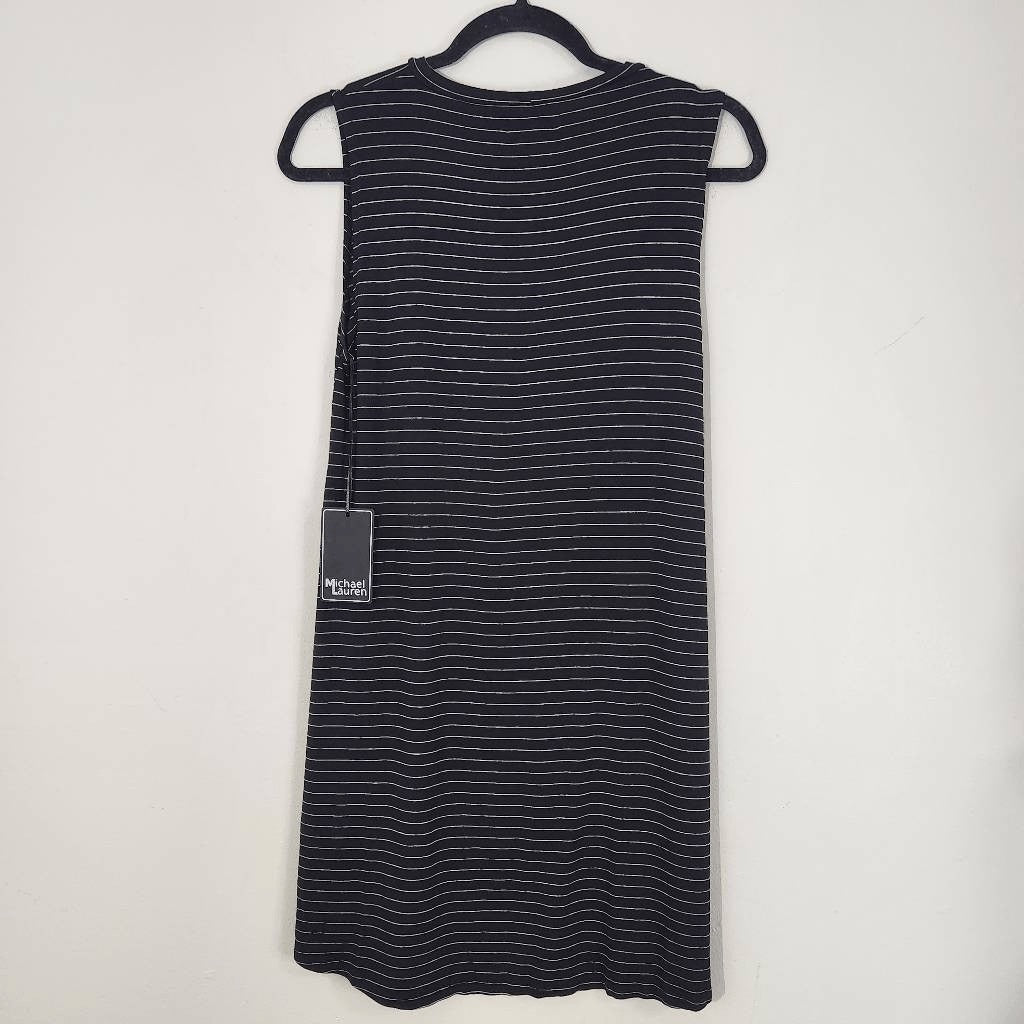 Michael Lauren Black Stripe Sleeveless Shift Dress Size Small NWT T-Shirt Dress