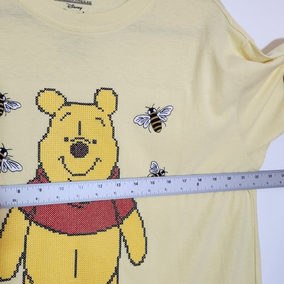 Disney Cross-stitch Winnie the Pooh Light Yellow Embroidered Tee Size XL