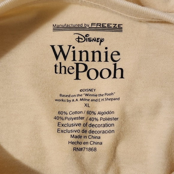 Disney Cross-stitch Winnie the Pooh Light Yellow Embroidered Tee Size XL