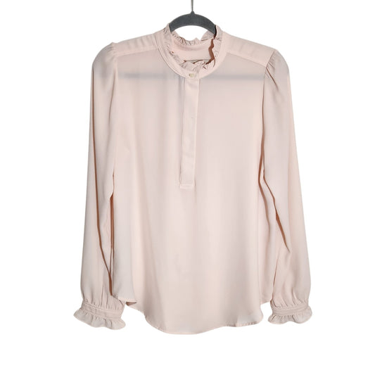 LOFT Blush Pink Ruffle Half-button Blouse Size Medium