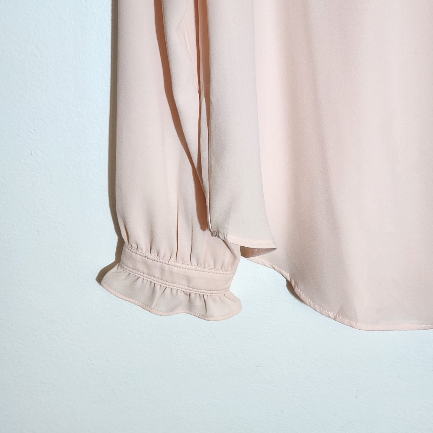 LOFT Blush Pink Ruffle Half-button Blouse Size Medium
