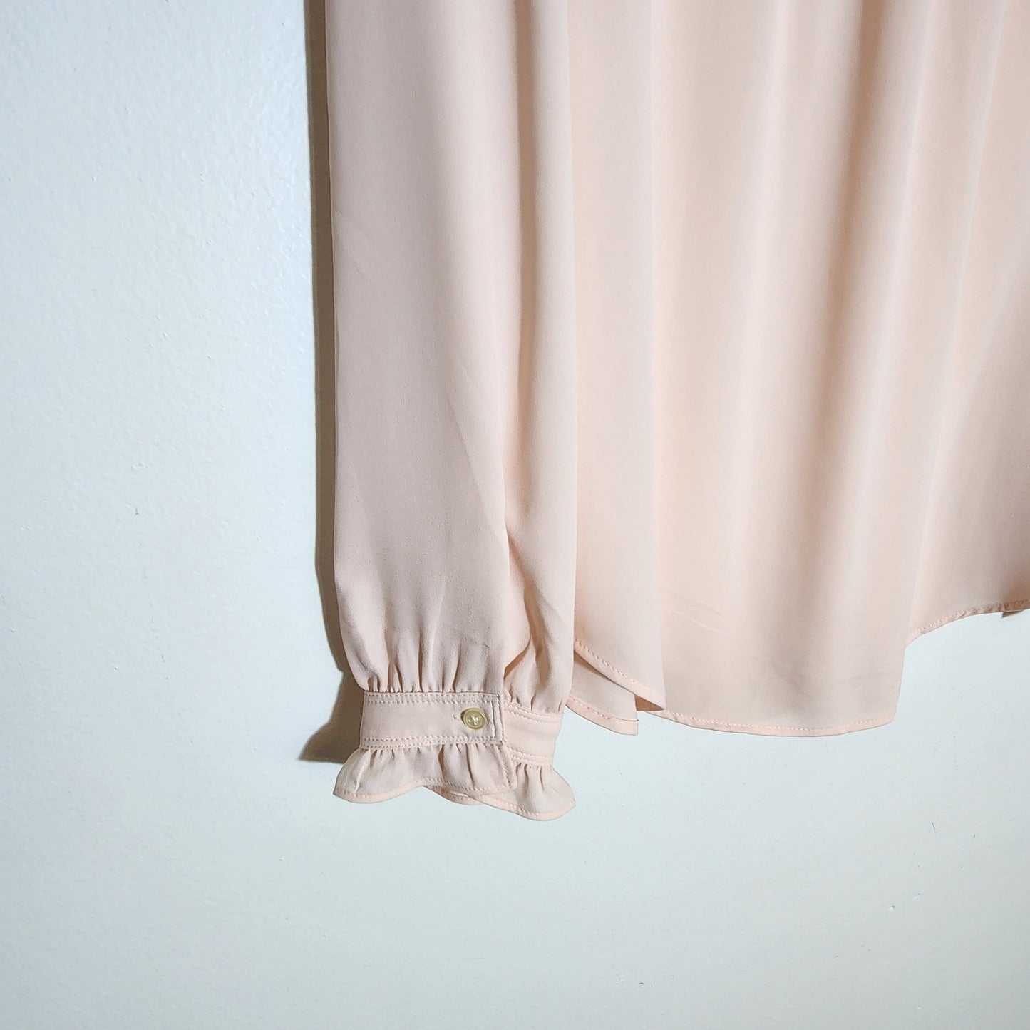LOFT Blush Pink Ruffle Half-button Blouse Size Medium