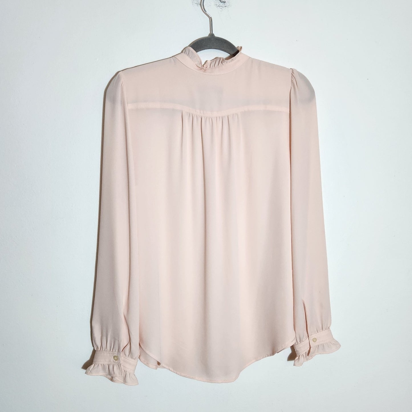 LOFT Blush Pink Ruffle Half-button Blouse Size Medium