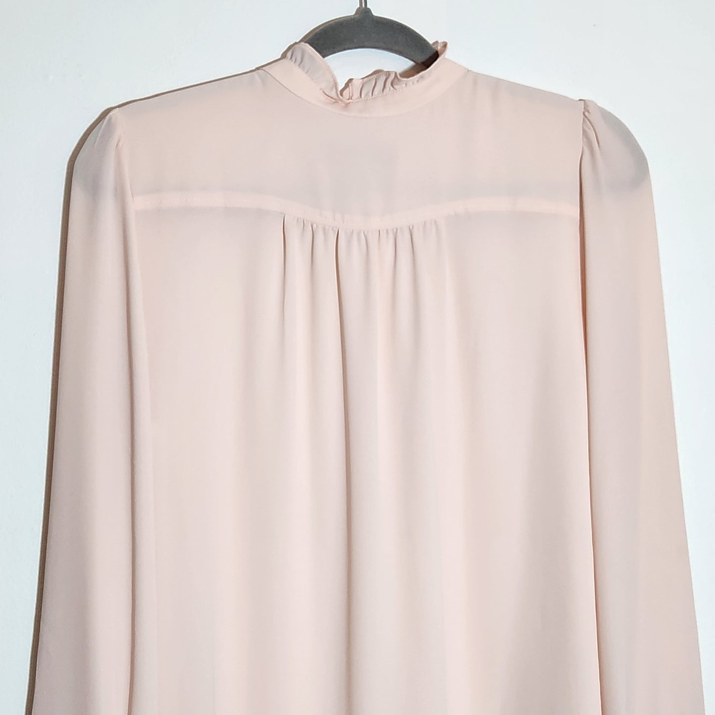 LOFT Blush Pink Ruffle Half-button Blouse Size Medium