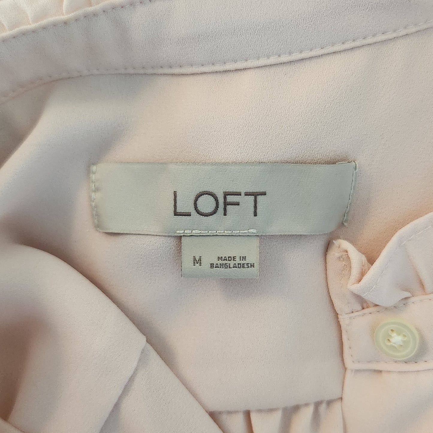 LOFT Blush Pink Ruffle Half-button Blouse Size Medium