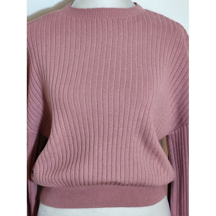 Fade by BKE Pink Ribbed Knit Cropped Sweater Size Medium
