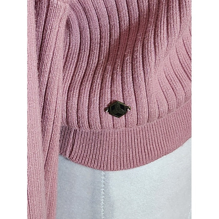 Fade by BKE Pink Ribbed Knit Cropped Sweater Size Medium