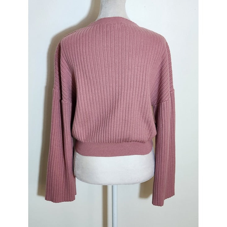 Fade by BKE Pink Ribbed Knit Cropped Sweater Size Medium