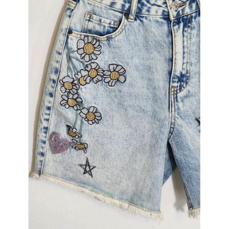 Forever 21 Embroidered Cut Off Denim Shorts Size 26