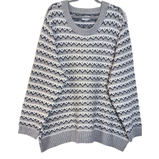 Croft & Barrow Gray and Black Knit Sweater Size 3X