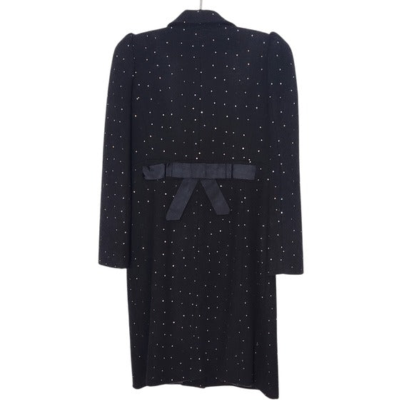 INC International Concepts Black Dress Coat with Ribbon and Sequin Detail Size 6