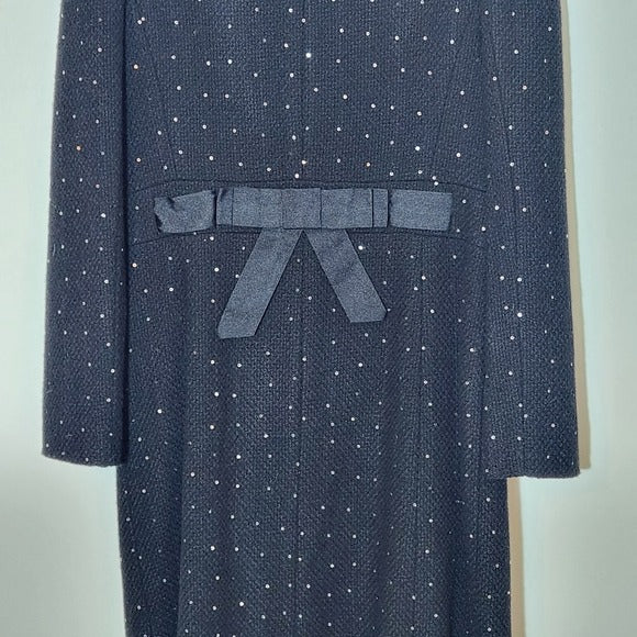INC International Concepts Black Dress Coat with Ribbon and Sequin Detail Size 6