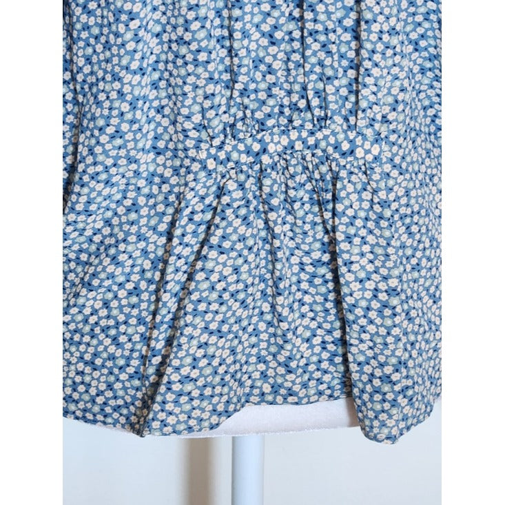 Madewell Blue Floral Print Peasant Blouse Size Medium