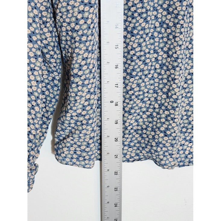Madewell Blue Floral Print Peasant Blouse Size Medium