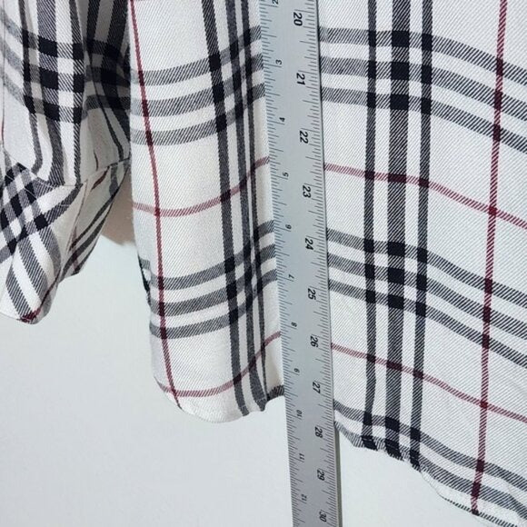 Sanctuary White Plaid Button Down Shirt Size Large NWT