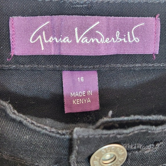 Gloria Vanderbilt Black High Rise Jeans Size 16