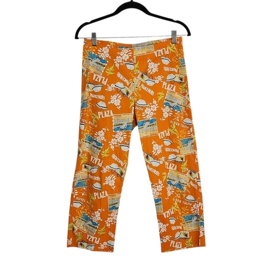 Varsity Petites Orange Print Capri Pants Size Petite Small