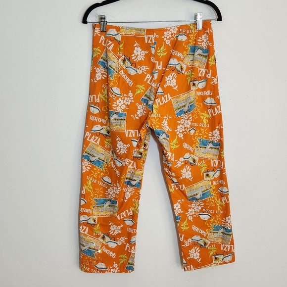 Varsity Petites Orange Print Capri Pants Size Petite Small