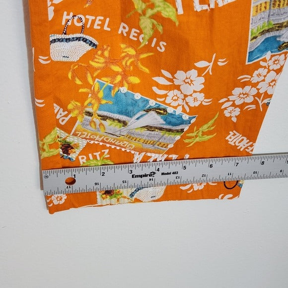Varsity Petites Orange Print Capri Pants Size Petite Small