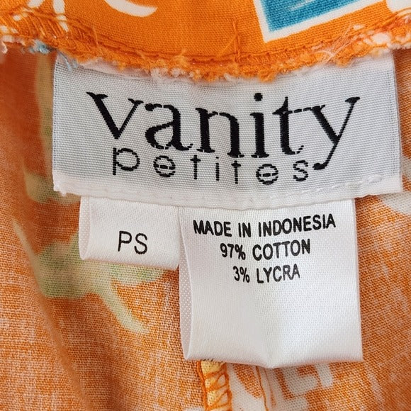 Varsity Petites Orange Print Capri Pants Size Petite Small