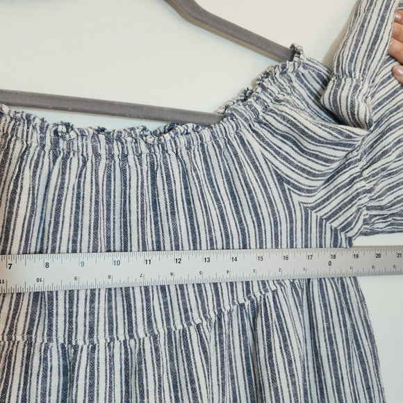 Max Studio Navy and White Stripe Tiered Mini Dress Size XL