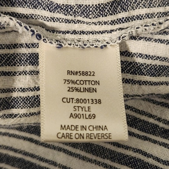 Max Studio Navy and White Stripe Tiered Mini Dress Size XL