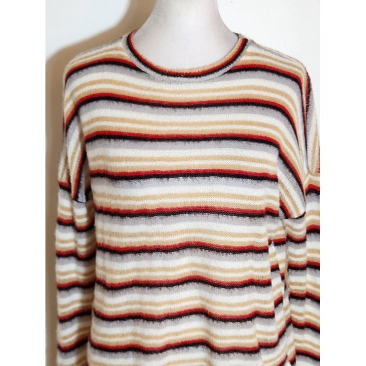 Ginger G Multicolor Striped Fuzzy Knit Top Size Medium