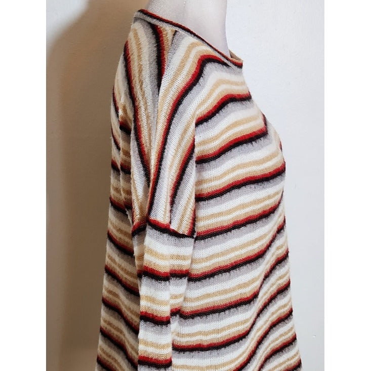 Ginger G Multicolor Striped Fuzzy Knit Top Size Medium