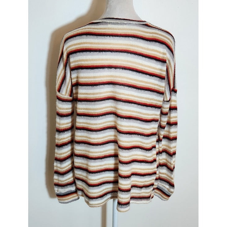 Ginger G Multicolor Striped Fuzzy Knit Top Size Medium