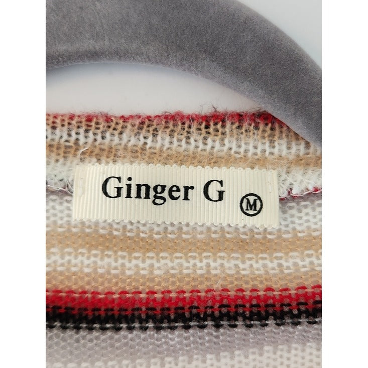 Ginger G Multicolor Striped Fuzzy Knit Top Size Medium