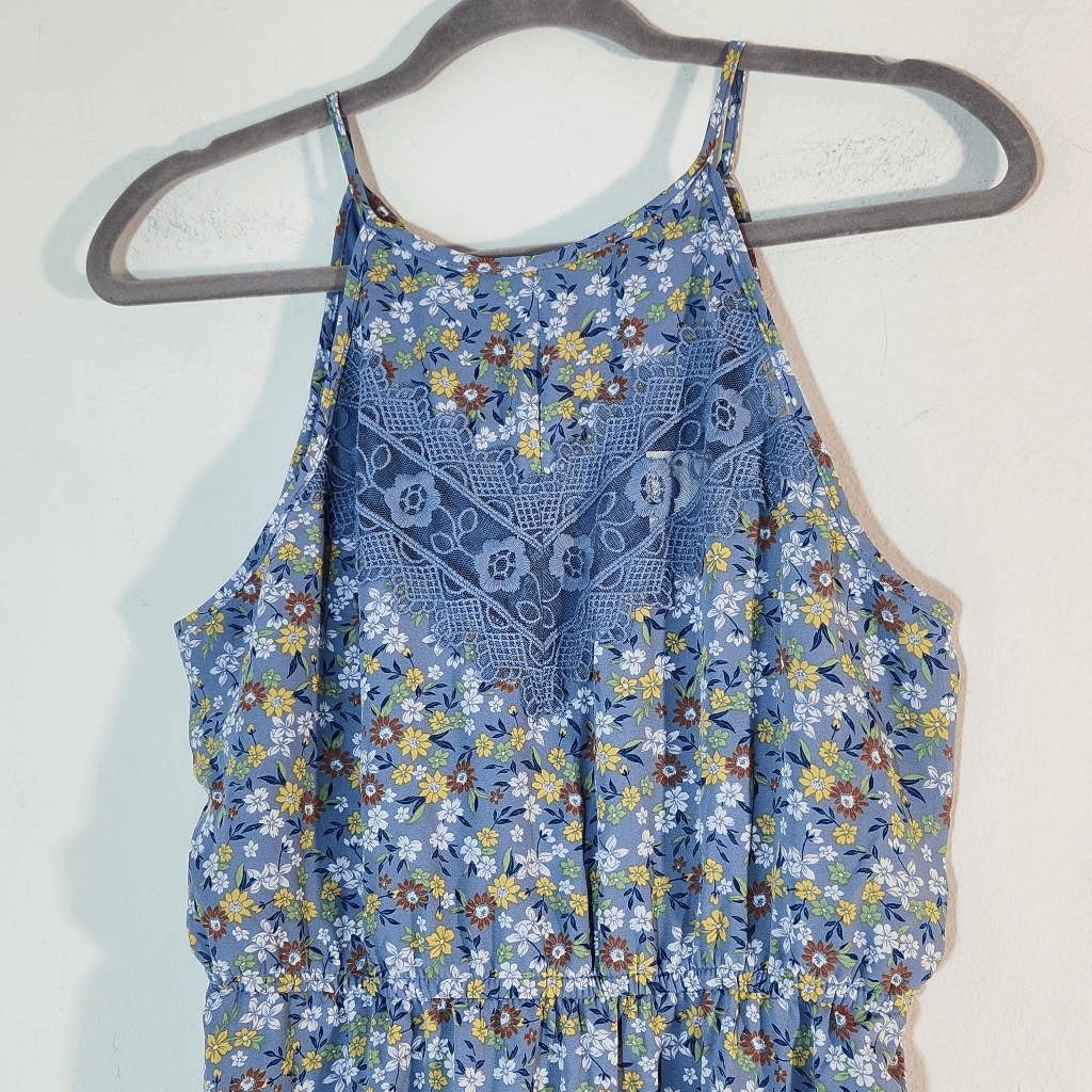Francesca's Mi Ami Blue Floral Mini Dress NWT Size Medium Wedding Guest Dress