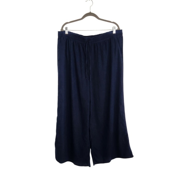 LC Lauren Conrad Navy Linen Blend Cropped Wide Leg Pants Size 1X