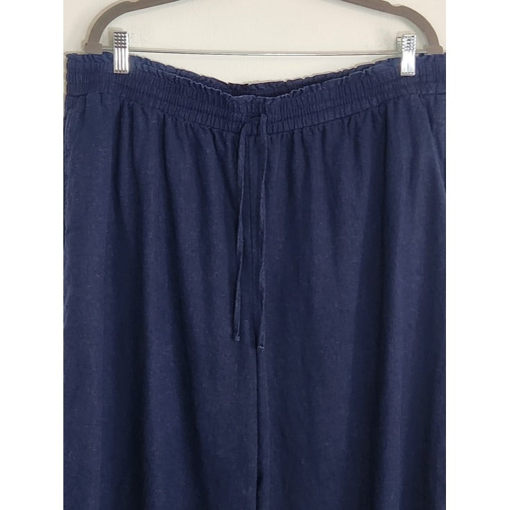 LC Lauren Conrad Navy Linen Blend Cropped Wide Leg Pants Size 1X