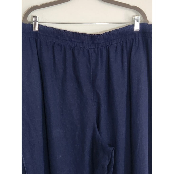 LC Lauren Conrad Navy Linen Blend Cropped Wide Leg Pants Size 1X