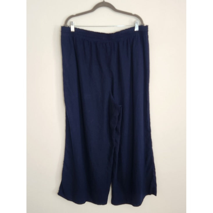 LC Lauren Conrad Navy Linen Blend Cropped Wide Leg Pants Size 1X