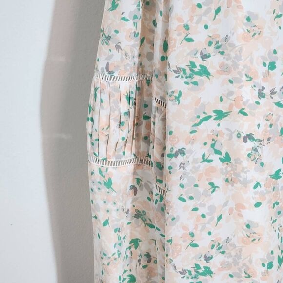 Kaari Blue Peach and Green Peasant Blouse Size 2X Plus Size Peach Floral Blouse
