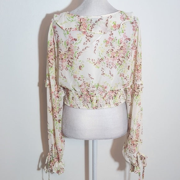 Forever 21 Pink Floral Cropped Top Size Large NWOT